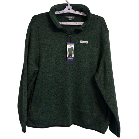Eddie Bauer Sweaters Eddie Bauer 4 Zip Mens Fleece Lined Sweater Green Size Xxl 2 Pocket Nwt